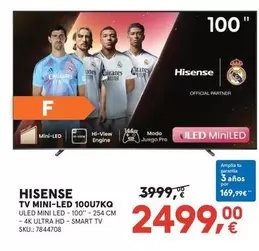 Oferta de Hisense - Tv Mini-led 100u7kq por 2499€ en Worten