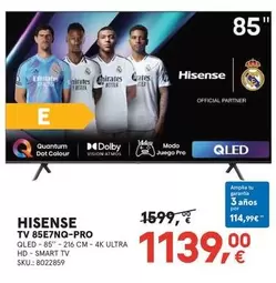 Oferta de Hisense - TV 85E7Q-PRO por 1139€ en Worten