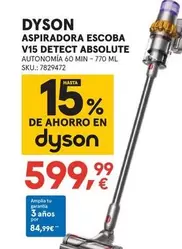 Oferta de Dyson - Aspiradora Escoba V15 Detect Absolute por 599,99€ en Worten
