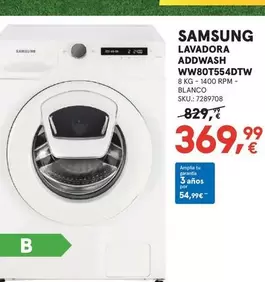 Oferta de Samsung - Lavadora ADDWash WW80T554DTW por 369,99€ en Worten