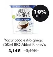 Oferta de Abbot Kinney'S  - Yogur Coco Estilo Griego por 3,14€ en NaturaSí