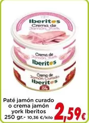 Oferta de Ibéritos - Pate Jamon Curado O Crema Jamon York por 2,59€ en Proxi