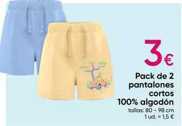 Oferta de Pack De 2 Pantalones Cortos 100% Algodón por 3€ en Pepco