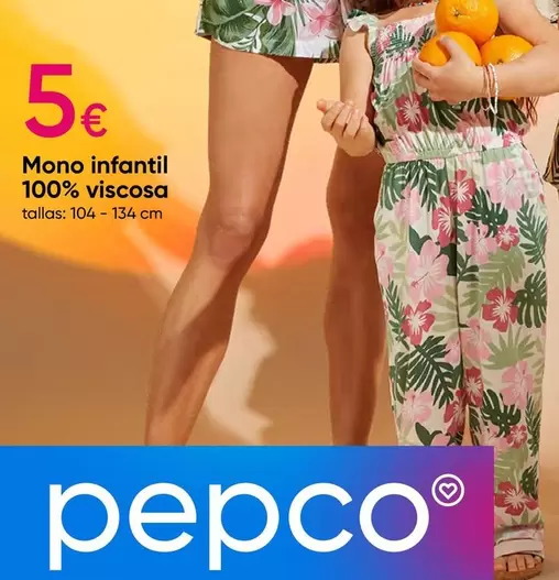 Oferta de Mono Infantil 100% Viscosa por 5€ en Pepco