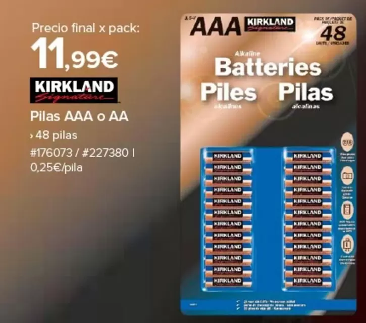 Oferta de Pilas Aaa O Aa por 11,99€ en Costco