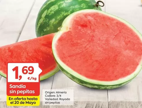 Oferta de Origen - Sandia Sin Pepitas por 1,69€ en Suma Supermercados