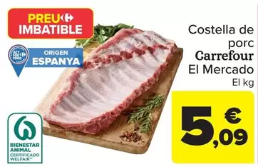 Oferta de Carrefour - Costilla De Cerdo El Mercado por 5,09€ en Carrefour