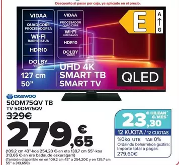 Oferta de Daewoo - Tv 50DM75QV por 279,65€ en Carrefour