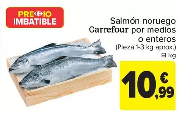 Oferta de Carrefour - Salmón Noruego Por Medios O Enteros por 10,99€ en Carrefour