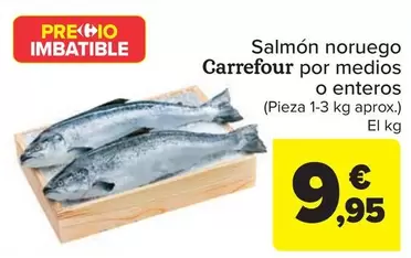 Oferta de Carrefour - Salmón Noruego Por Medios O Enteros por 10,99€ en Carrefour