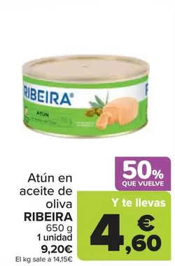 Oferta de Ribeira - Atún En Aceite De Oliva por 9,2€ en Carrefour
