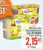 Oferta de La Lechera - Mousse Dúo Chocolate/limón por 2,15€ en Supermercados Aquí