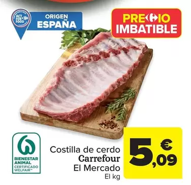 Oferta de Carrefour - Costilla De Cerdo por 5,09€ en Carrefour Market