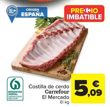 Oferta de Carrefour - Costilla De Cerdo por 5,09€ en Carrefour Market