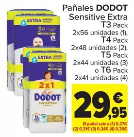 Oferta de Dodot - Panales Sensitive Extra por 29,95€ en Carrefour Market