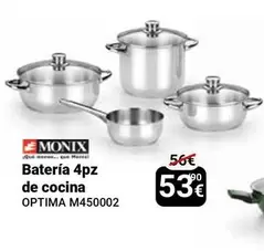 Oferta de Monix - Batería 4pz De Cocina Optima M450002 por 53,9€ en Centro Hogar Sanchez