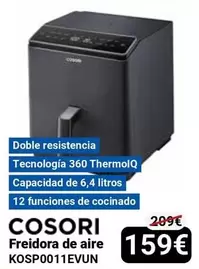 Oferta de Cosori - Freidora De Aire KOSP0011EVUN por 159€ en Centro Hogar Sanchez
