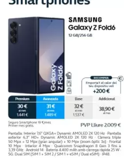 Oferta de Samsung - Galaxy Z Fold6 por 2009€ en Movistar