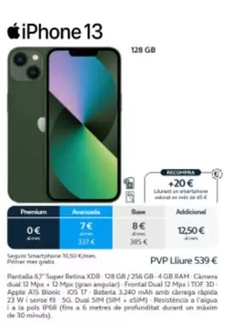 Oferta de Premium - Iphone 13 por 539€ en Movistar