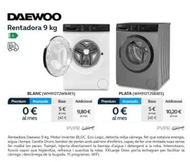 Oferta de Daewoo - Rentadora 9 Kg en Movistar