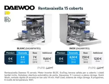 Oferta de Daewoo - Rentavaixella 15 Coberts por 449€ en Movistar