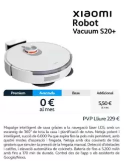 Oferta de Xiaomi - Robot Vacuum S20+ por 229€ en Movistar