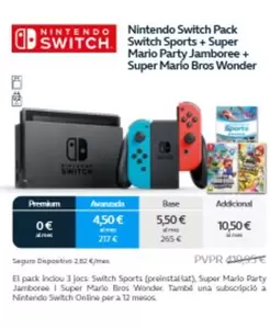 Oferta de Nintendo - Switch Pack Switch Sports + Super Mario Party Jamboree + Super Mario Bros Wonder por 419,99€ en Movistar