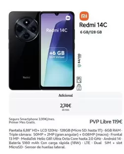 Oferta de Xiaomi - Redmi 14c por 199€ en Movistar