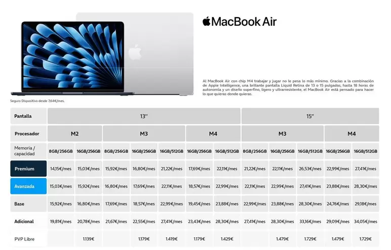 Oferta de Apple - Macbook Air por 1139€ en Movistar