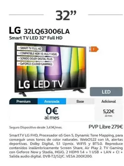 Oferta de LG - 32LQ63006LA por 279€ en Movistar