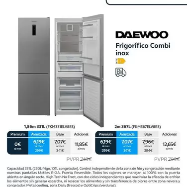 Oferta de Daewoo - Frigorifico Combi Inox en Movistar