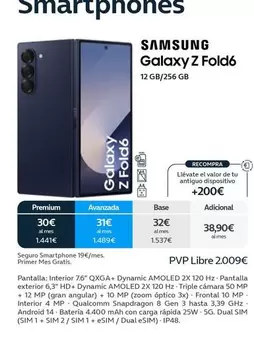 Oferta de Samsung - Galaxy Z Fold6 por 2009€ en Movistar