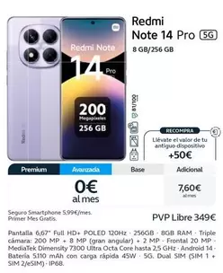 Oferta de Redmi -  Note 14 Pro 5g por 349€ en Movistar