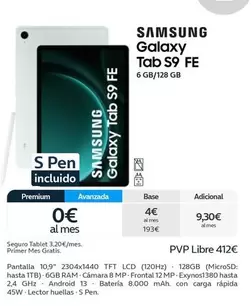 Oferta de Samsung - Galaxy Tab S9 FE en Movistar