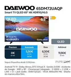 Oferta de Daewoo - Smart Tv Qled 65" 4k Hdr10/hlg por 530€ en Movistar