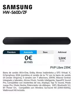 Oferta de Samsung - Hw S60d/zf por 239€ en Movistar
