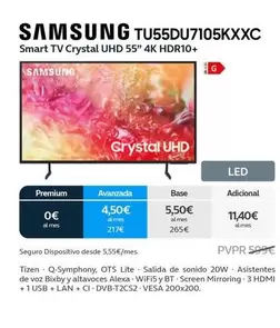 Oferta de Samsung - Smart Tv Crystal Uhd 55" 4k Hdr10+ por 599€ en Movistar