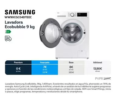 Oferta de Samsung - Lavadora Ecobubble 9kg por 7€ en Movistar