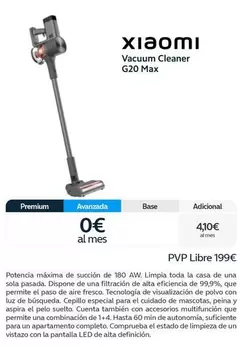 Oferta de Xiaomi - Vacuum Cleaner G20 Max por 199€ en Movistar