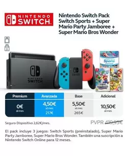 Oferta de Nintendo - Switch Pack Switch Sports + Super Mario Party Jamboree + Super Mario Bros Wonder en Movistar
