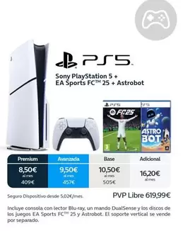 Oferta de Sony - Playstation 5 + EA Sports FCTM 25 + Astrobot por 619,99€ en Movistar