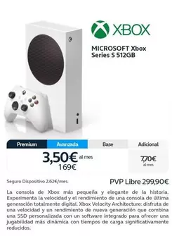 Oferta de Xbox - Microsoft  Series S 512gb por 299,9€ en Movistar
