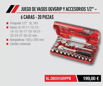 Oferta de Juego De Vasos Ogvgrip Y Accesorios 1/2" - 6 Caras por 199€ en Ferri