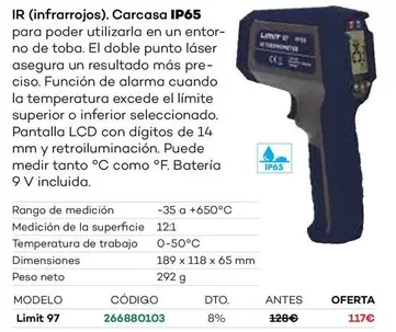 Oferta de IR (infrarrojos) Carcasa IP65 por 117€ en Ferri