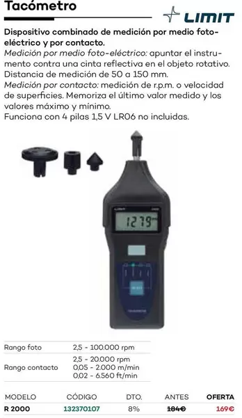 Oferta de Limit - Tacometro por 169€ en Ferri