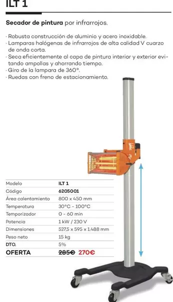 Oferta de Ilt 1/ Secador De Pintura Por Infrarrojos por 270€ en Ferri