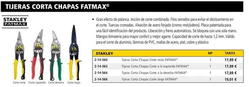 Oferta de Tijeras Corta Chapas Fatmax por 17,89€ en Ferri