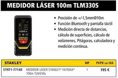 Oferta de Stanley - Medidor Láser 100m TLM330S  por 195€ en Ferri