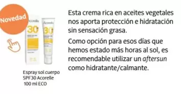 Oferta de Espray Sol Cuerpo Spf30 Acorelle 100 Ml Eco en Veritas