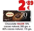 Oferta de Valor - Chocolate 70% Cacao Natural por 2,89€ en Top Cash
